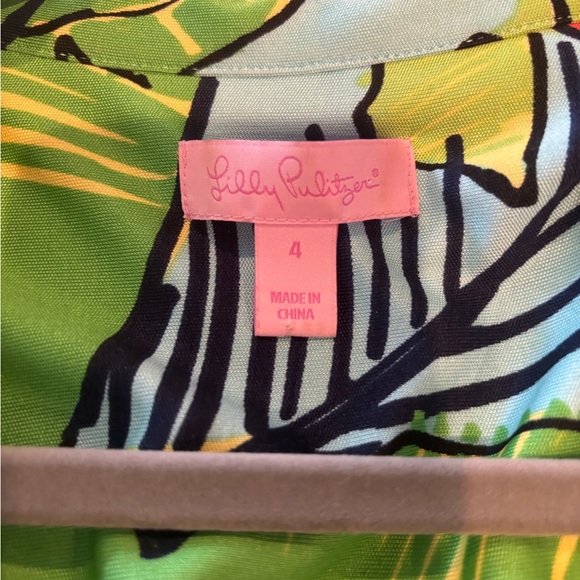 Lilly Pulitzer Vibrant Green and Blue Pam and Parrot Print Dress - Picture 3 of 6